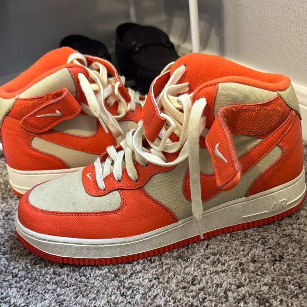 Nike Orange and Cream High-Top Sneakers